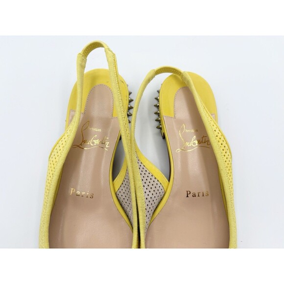 Christian Louboutin Yellow Hall Sling Spiked Slingback Flats Leather Sz EU 36 6 - Picture 7 of 11
